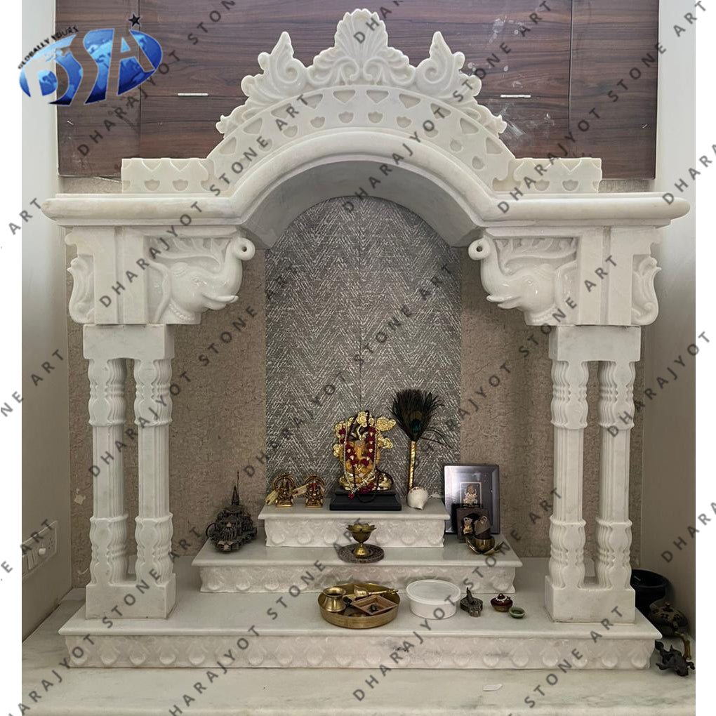Designer Handmade Home White Marble Temple