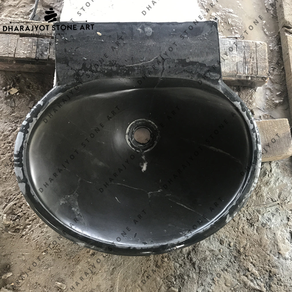 Black Granite Oval Table Top Washbasin Sink