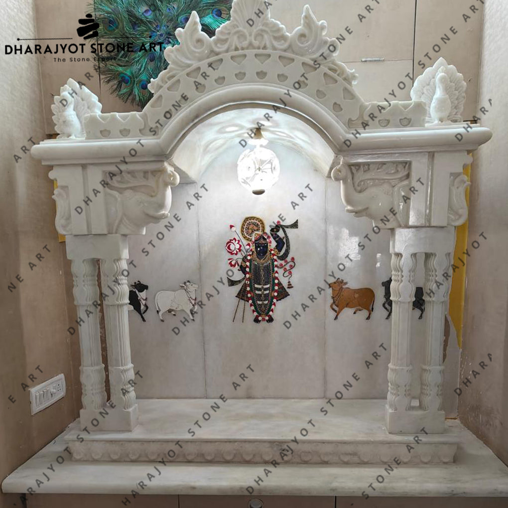 Designer Handmade Home White Marble Temple