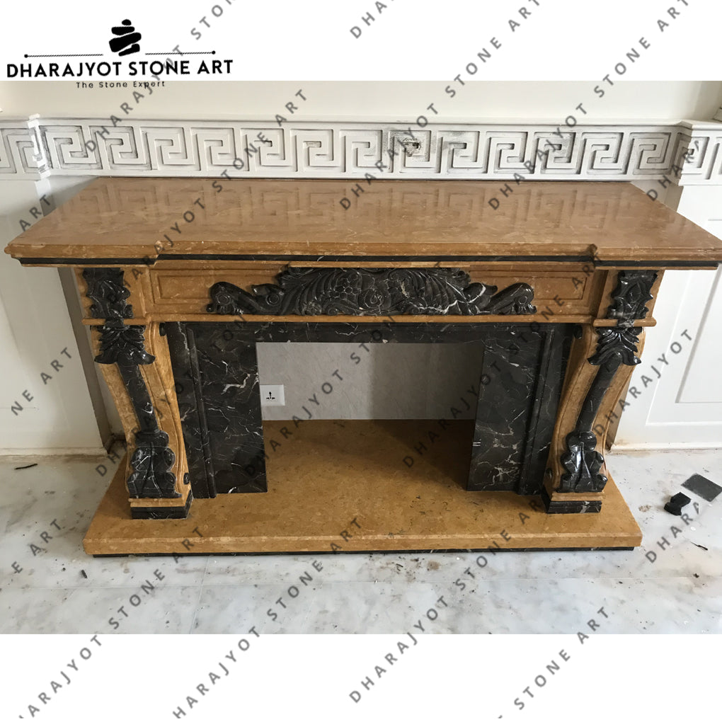 Large Freestanding Stone Marble Fireplace