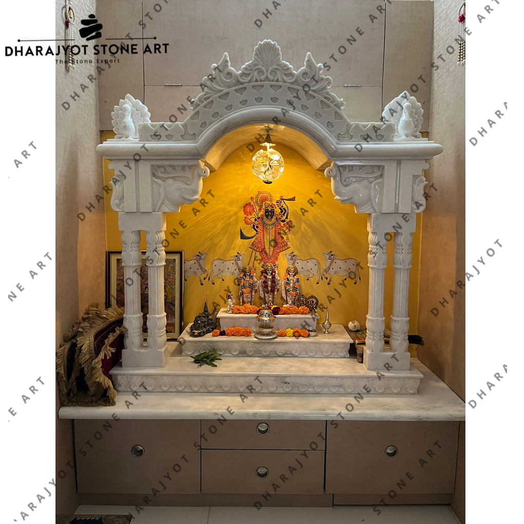 Designer Handmade Home White Marble Temple