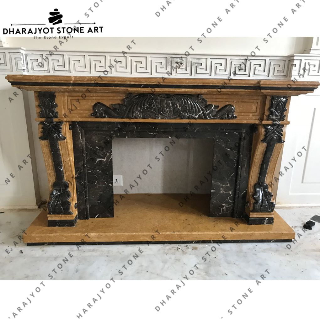 Large Freestanding Stone Marble Fireplace