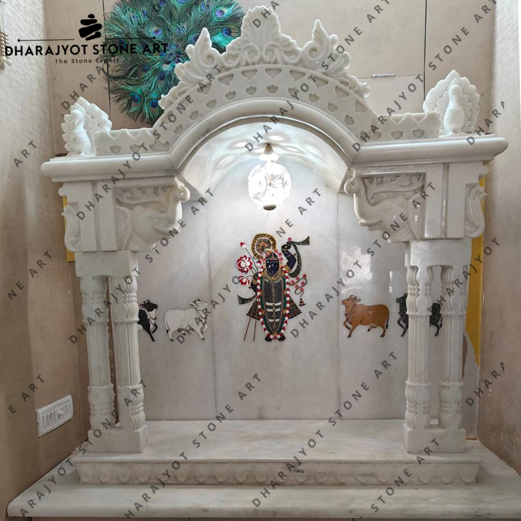 Designer Handmade Home White Marble Temple