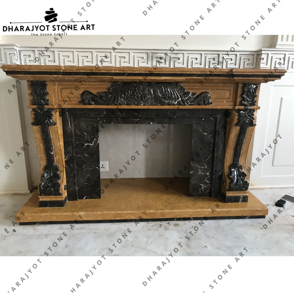 Large Freestanding Stone Marble Fireplace
