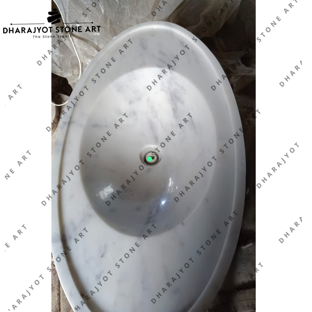 Natural White Marble Pedestal Basin