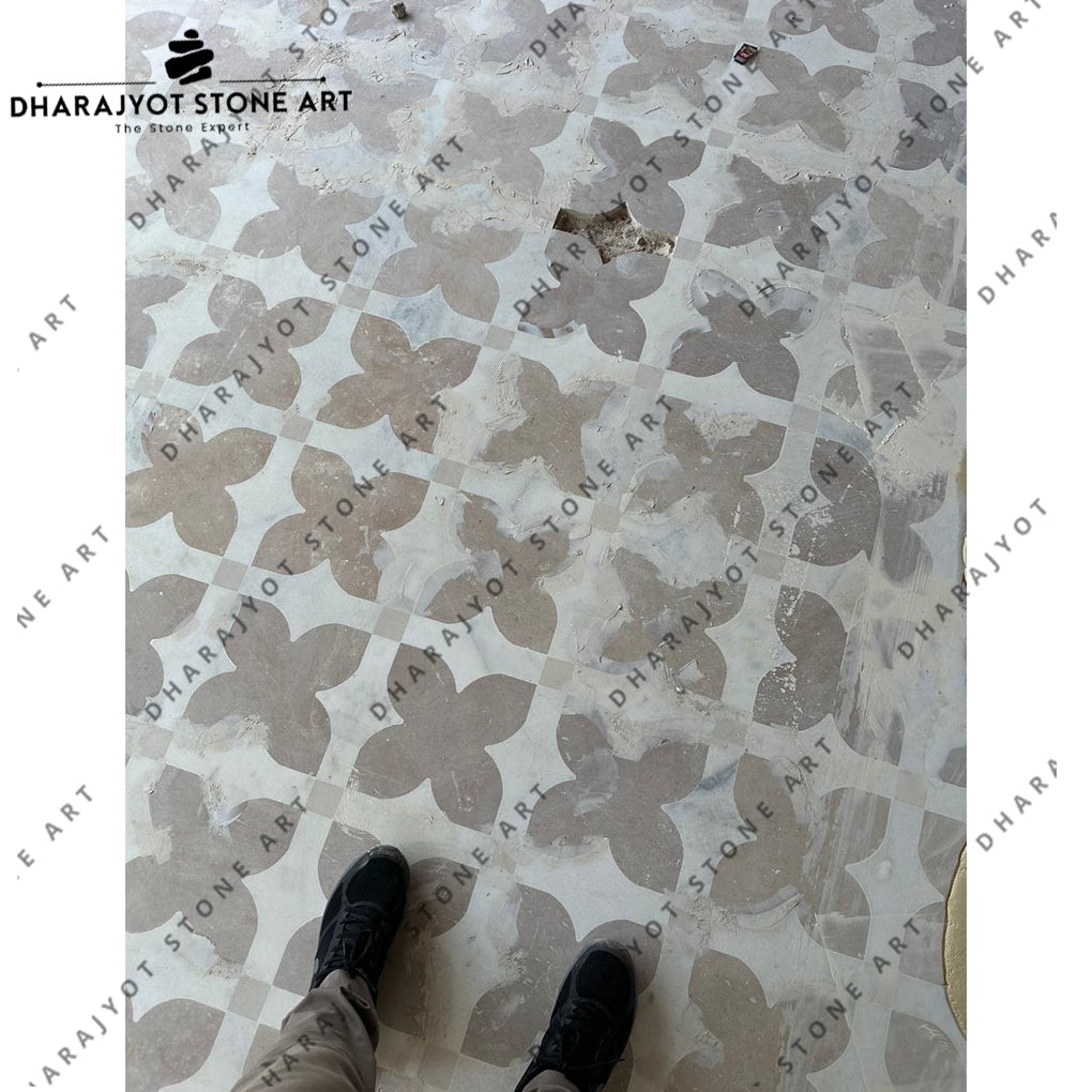 Multicolour Natural Stone Diamond Waterjet Medallion Flooring