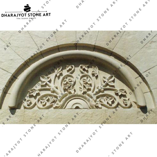 White Stone Antique Carved Arch