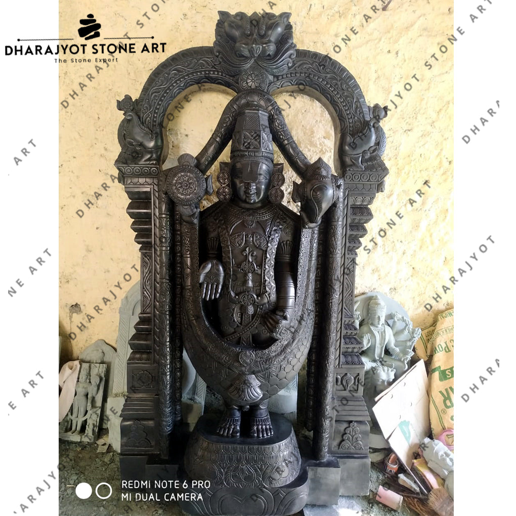 Tirupati Balaji Black Marble Statue