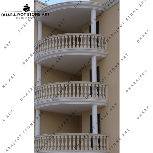 Balcony White Sandstone Handrail Baluster