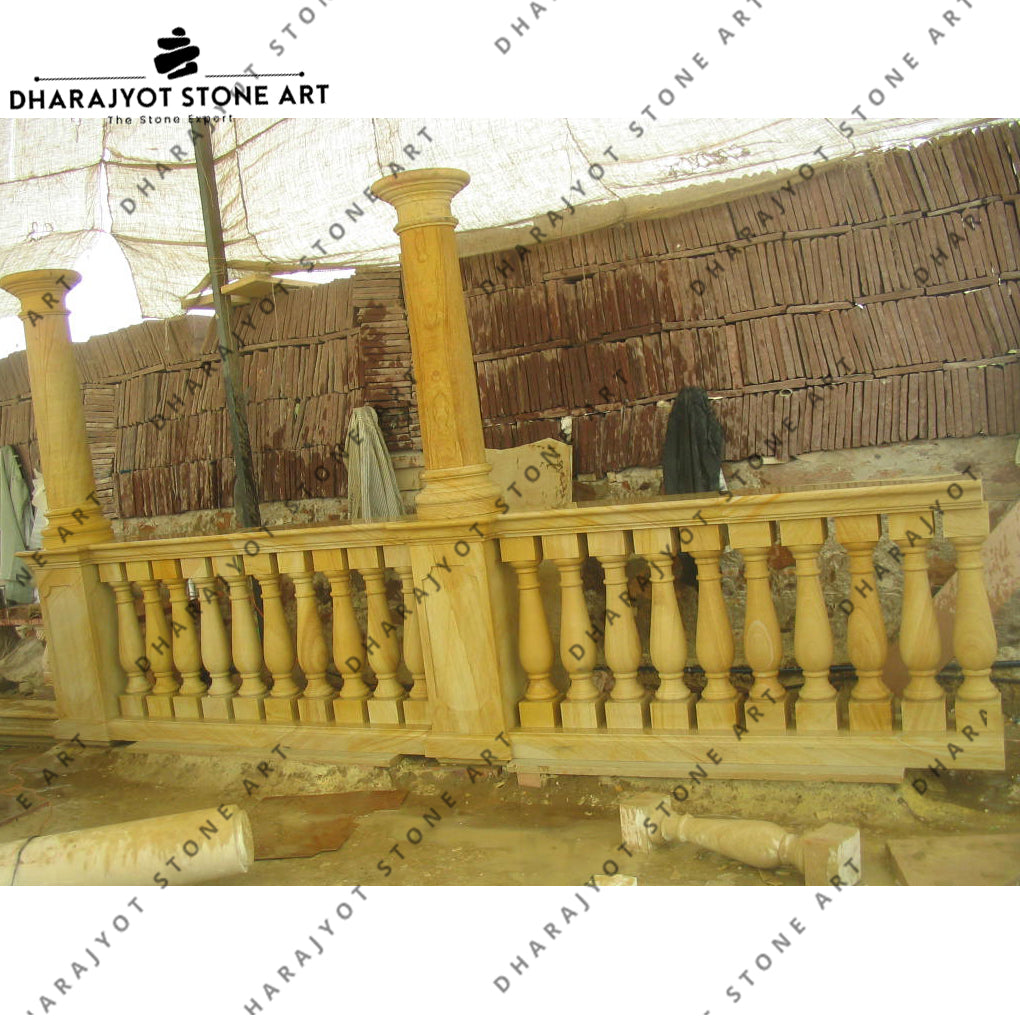 Yellow Marble Balcony Blustrade