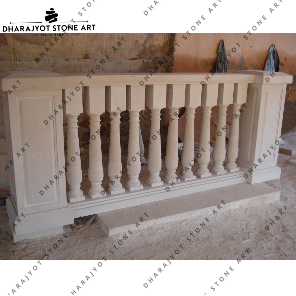 Exterior Pink Sandstone Balustrade