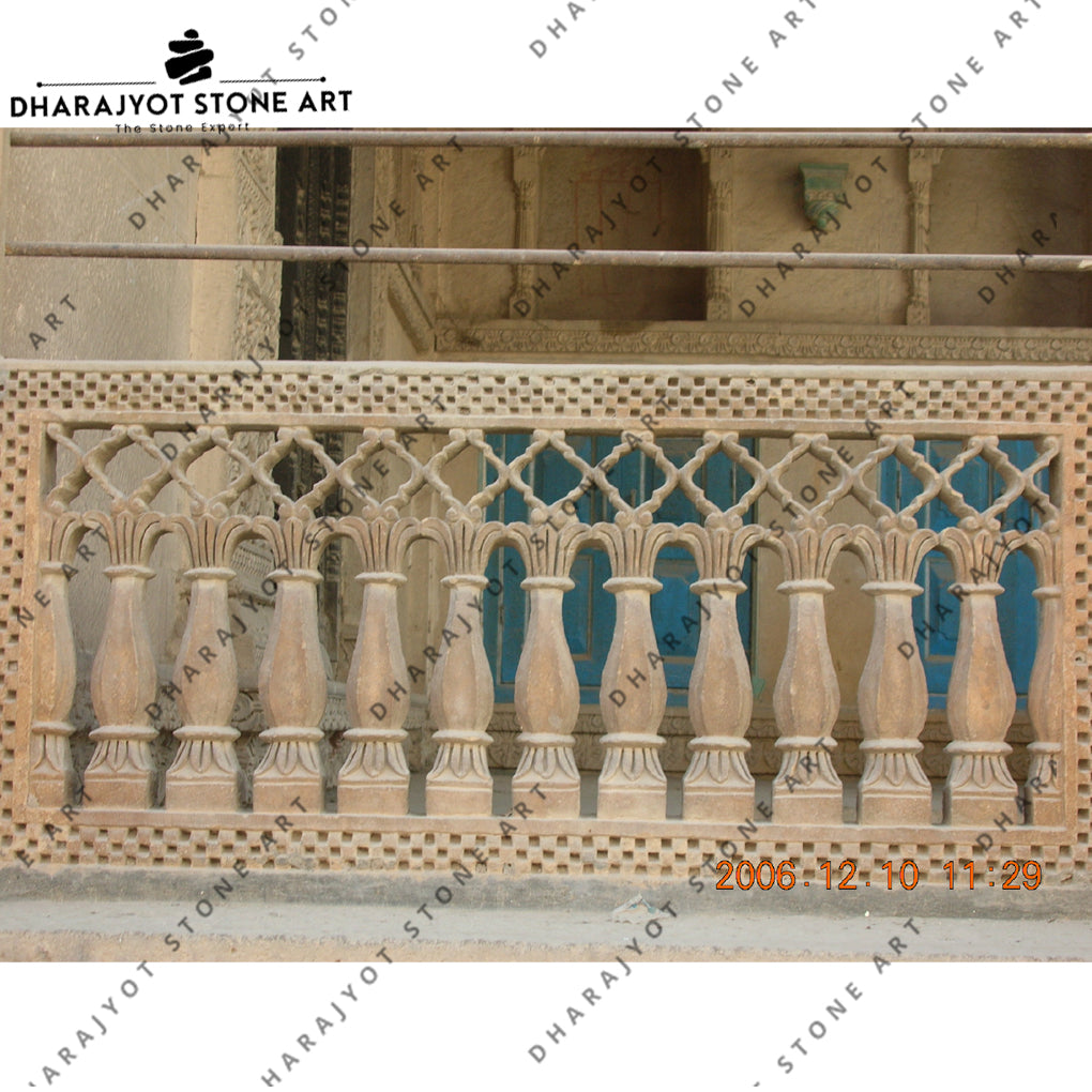 Hand Carved Stone Panels Balustrade