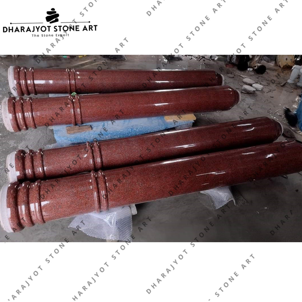 Luxurious Staircases Polished Red Natural Stone Balustrade