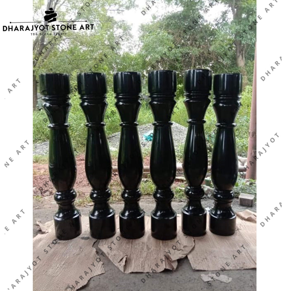 Handcrafted Elegant Black Natural Stone Balustrade