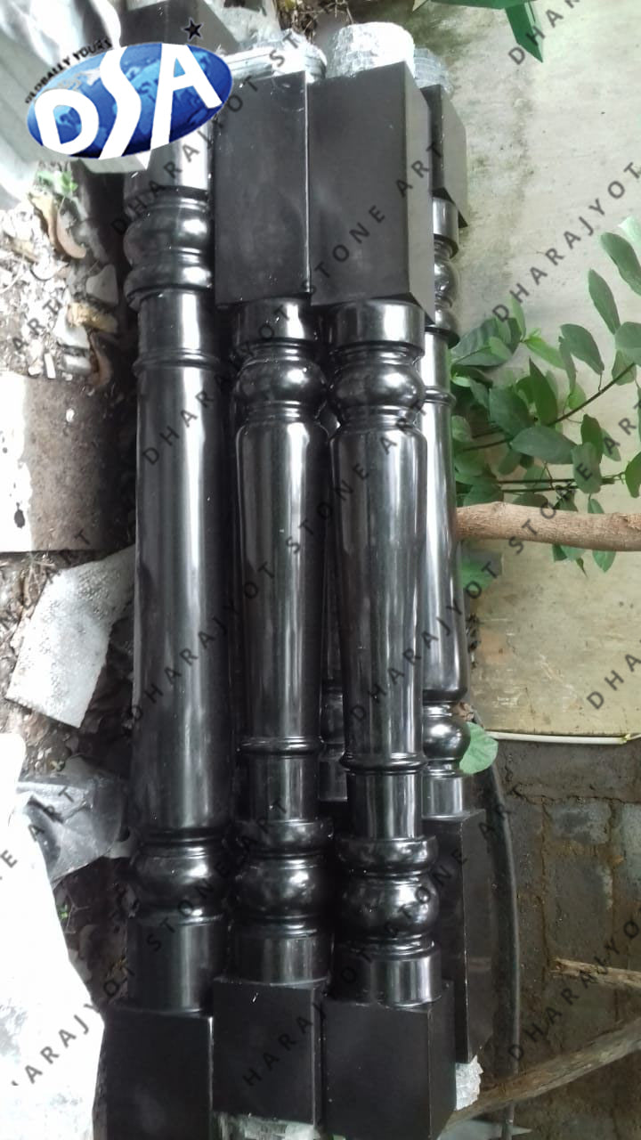 Black Natural Marble Outdoor Ornamental Stone Balustrade