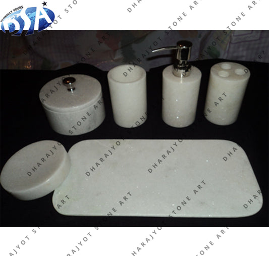 Natural Marble Stone Bath Holder Accessories Set