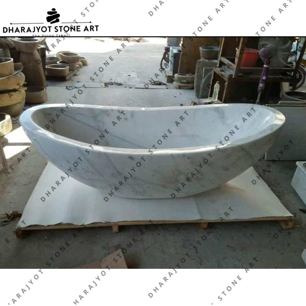 Modern Natural Travertine Marble Stone Freestanding Bathtub