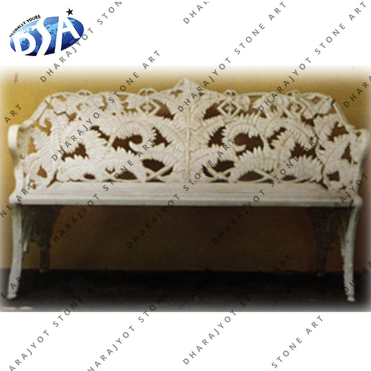 White Marble Curved Bench