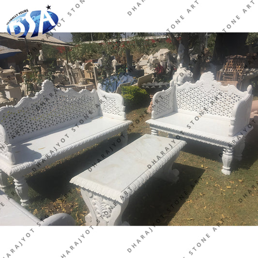 Hand Carving Large Garden Decoration Marble Benches