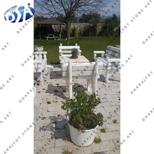 Hand Carved Natural Stone Outdoor Garden Marble Bench