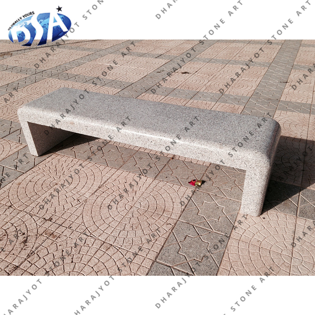 Customized Beige Hand Carved Outdoor Garden Stone Bench