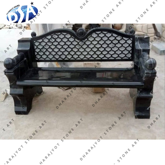Black Hand Carve Marble Bench