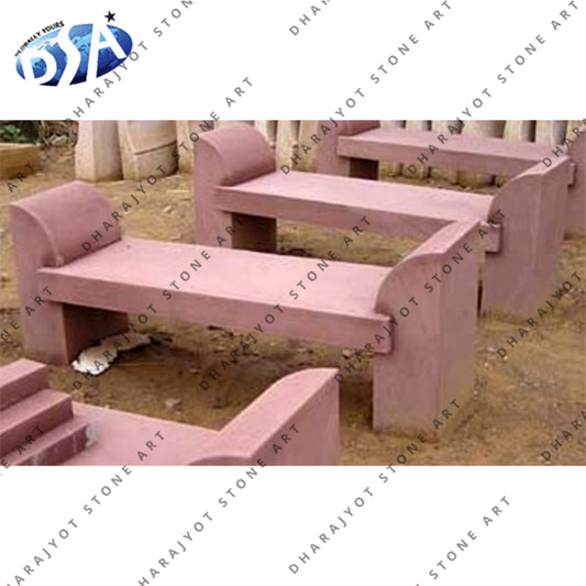 Outdoor Decorative Red Stone Bench