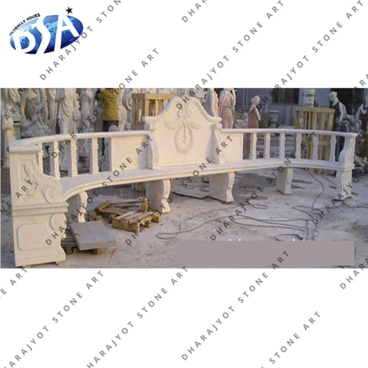 Natural Stone Hand Made Round White Marble Bench