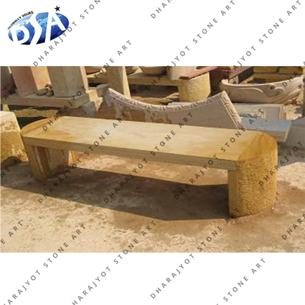 Modern Teak Sandstone Garden Outdoor Benche