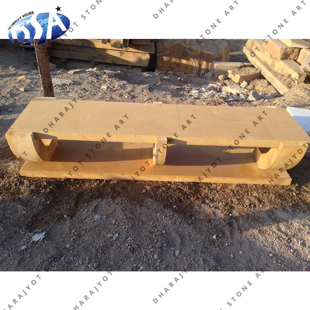 Outdoor Decorative Yellow Sandstone Bench