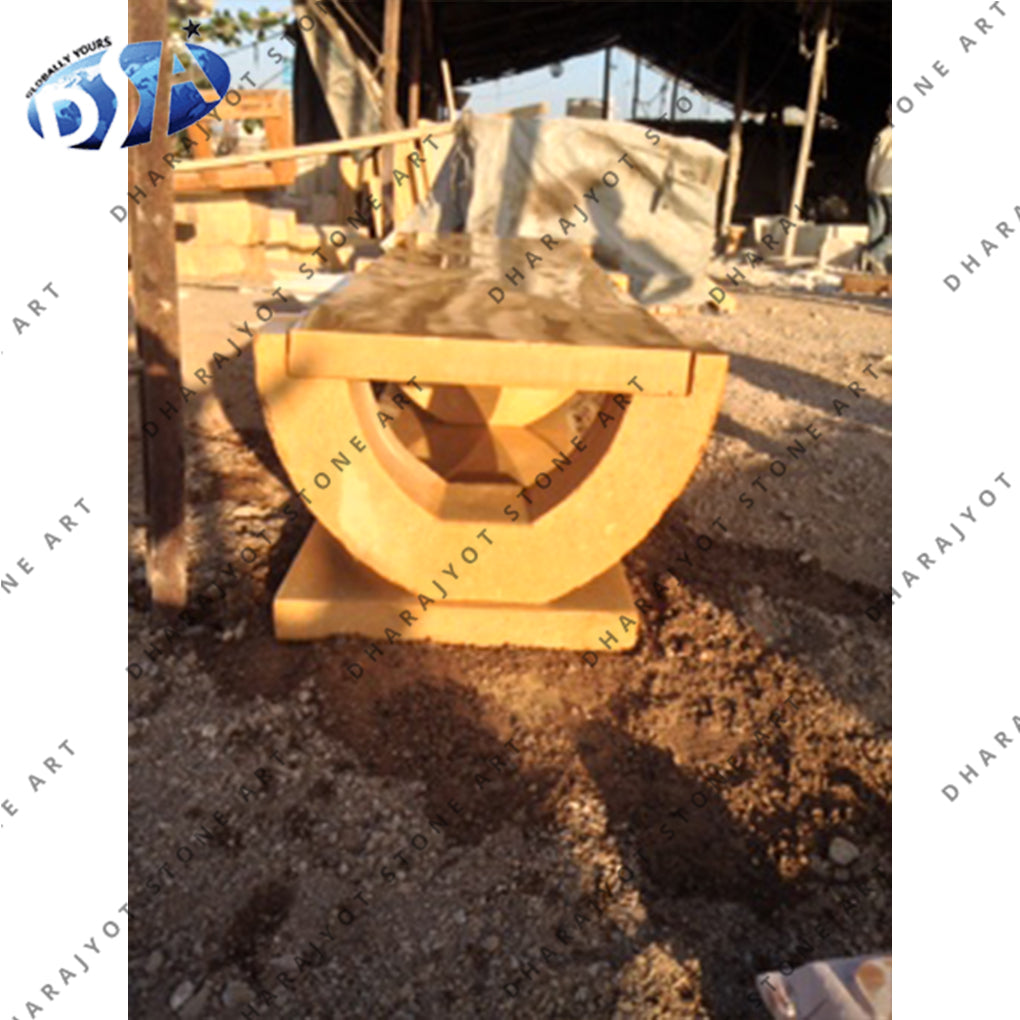 Outdoor Decorative Yellow Sandstone Bench