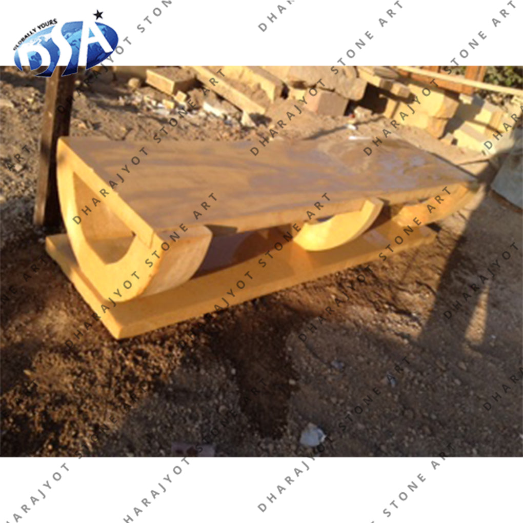 Outdoor Decorative Yellow Sandstone Bench