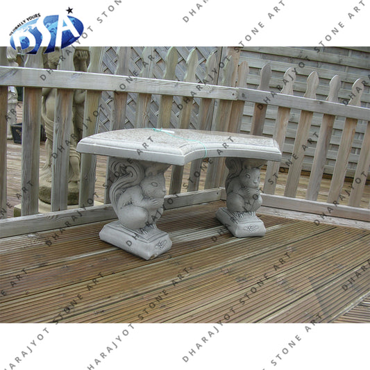 Outdoor Off White Marble Bench