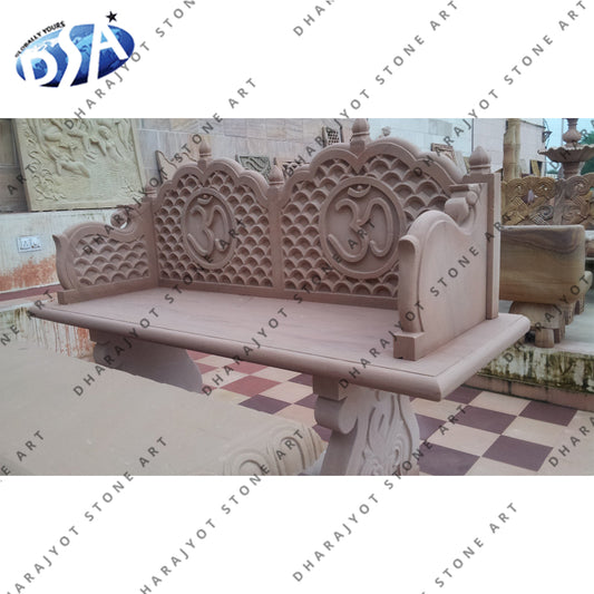 3 Seater Garden Hand Carving Red Sandstone Bench