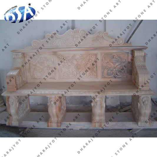 Garden Decoration Hand Carved Marble Carving Outdoor Stone Bench