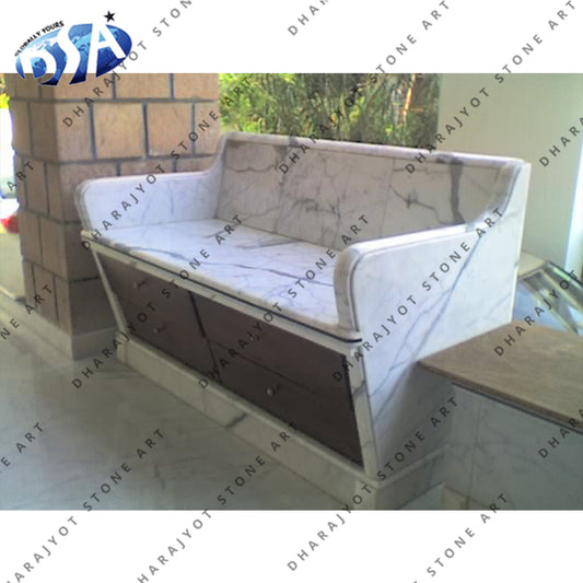 Polished Finish Granite Garden Bench With Cabinet