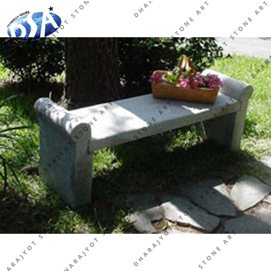 White Stone Garden Bench