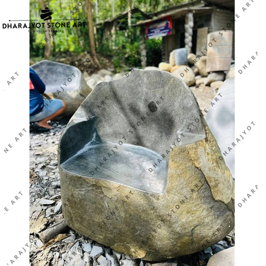 Polished Interior Hand-Carved Boulder Chair