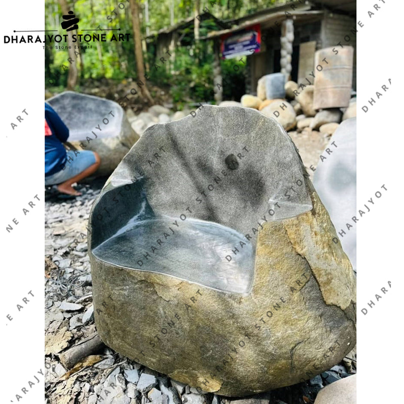Polished Interior Hand-Carved Boulder Chair