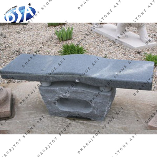 Natural grey stone bench