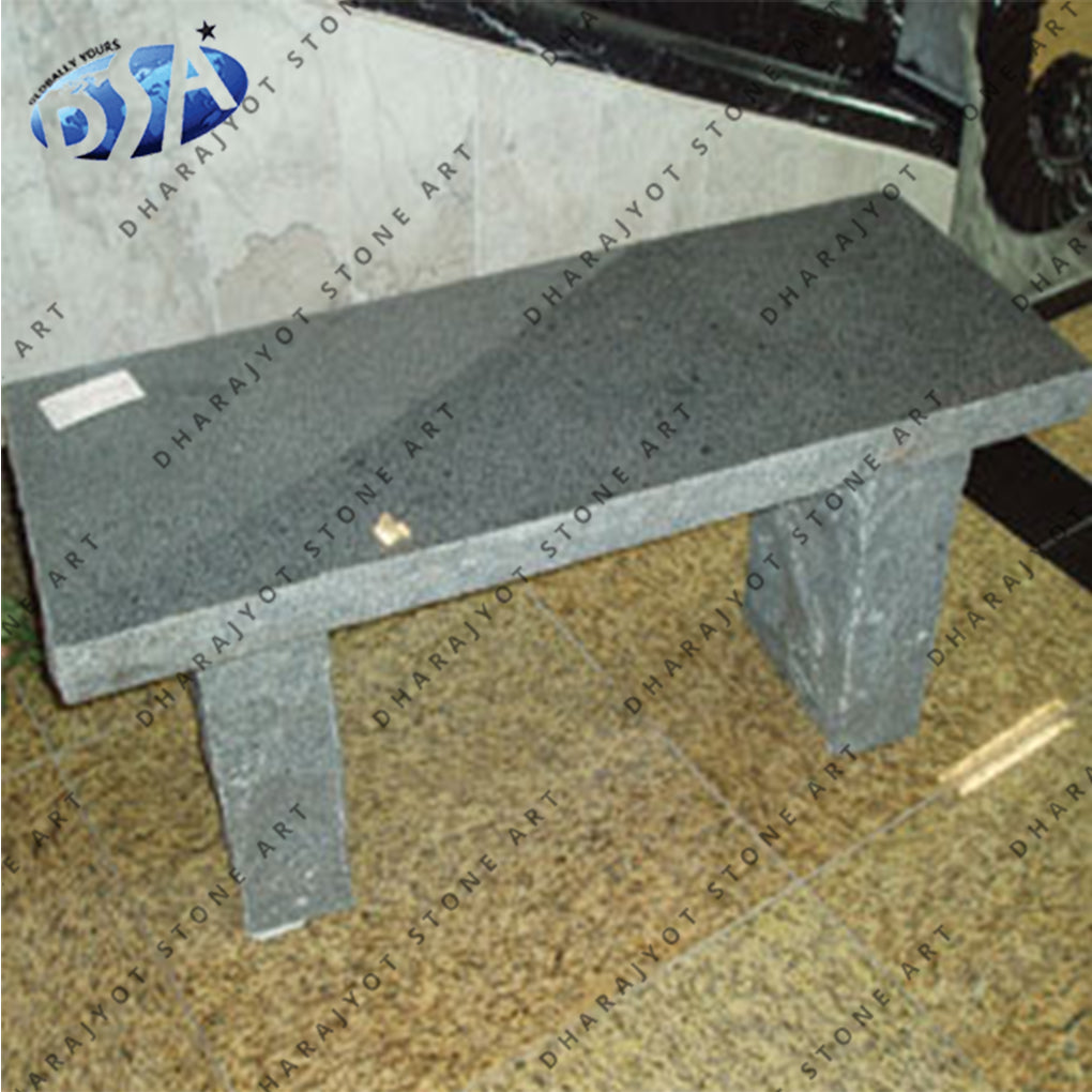 Black Outdoor Natural Stone Benches For Garden