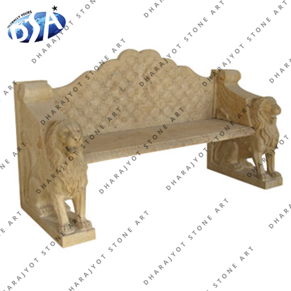 Outdoor Garden Custom Natural Beige Carving Benche