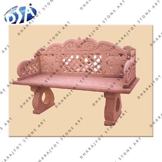 Natural Red Garden Marble Carving Bench