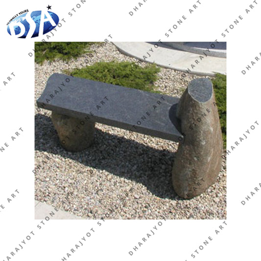 Outdoor Decorative Black Granite Bench