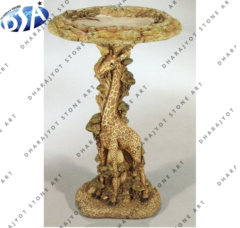 Giraffe Shaped Pedestal Birdbath