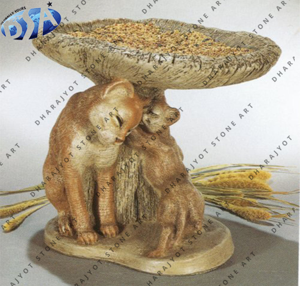 Natural Marble Carved Birdbath