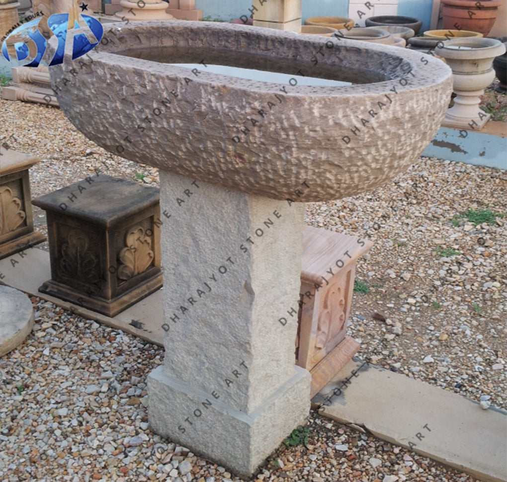 Garden Simple Marble Carving Bird Bath