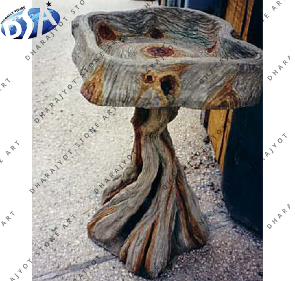 Carved Stone Birdbath