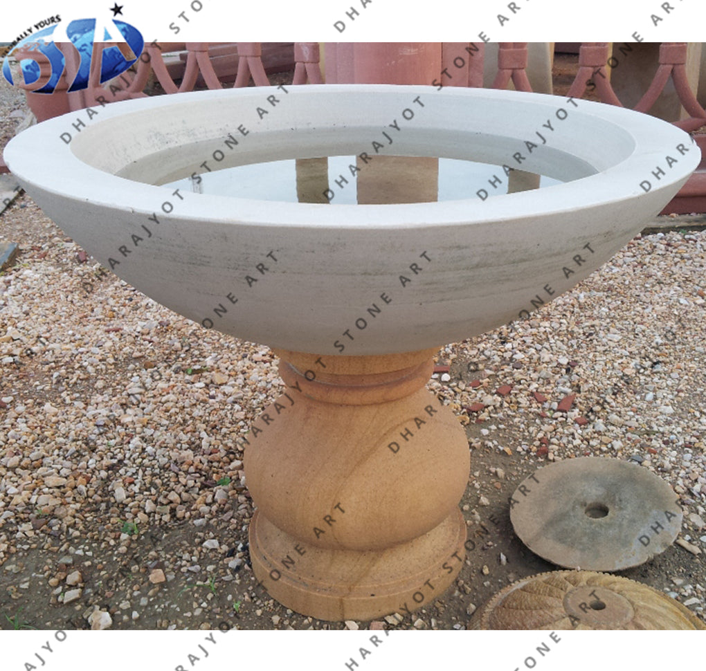 Natural White Marble Stone Garden Birdbath