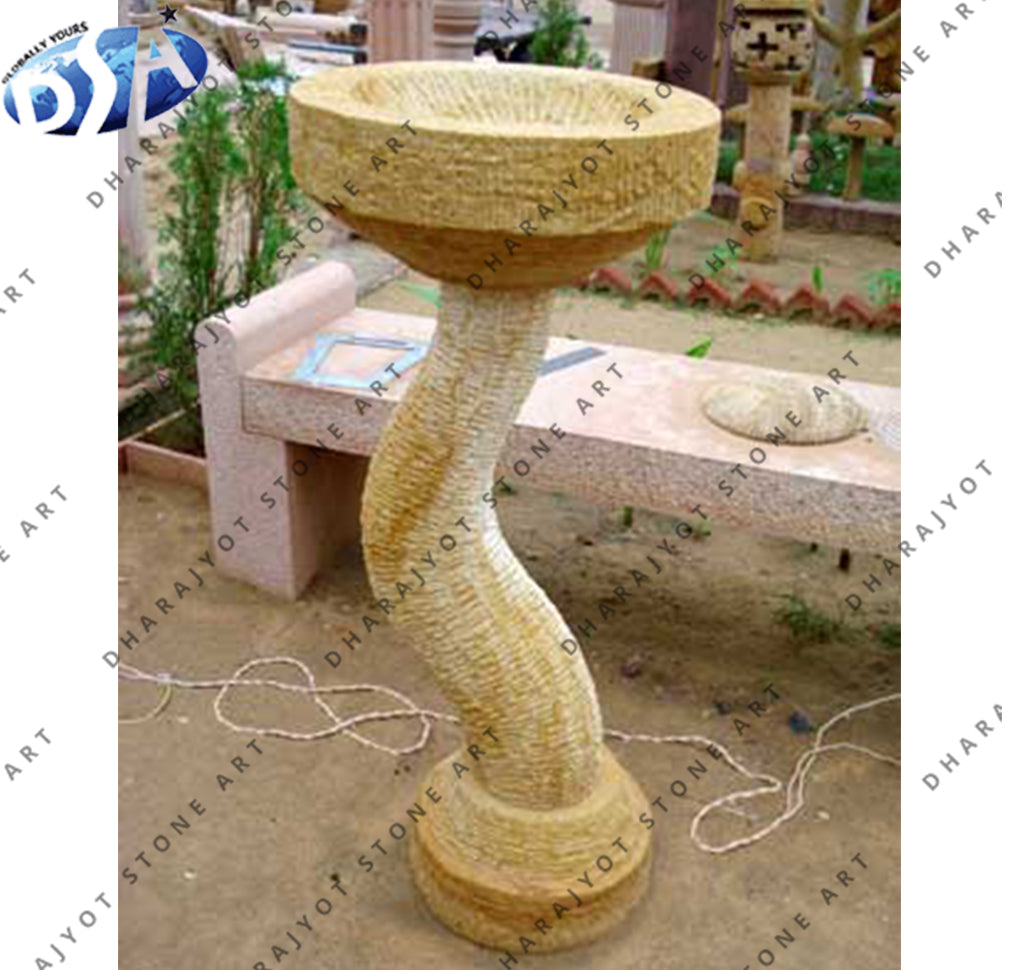 Outdoor Stylish Yellow Stone Bird Bath